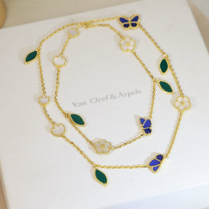 [Peak]LUCKY SPRING BUTTERFLY & FLOWER STATEMENT NECKLACE - 15-MOTIF FLORAL DESIGN