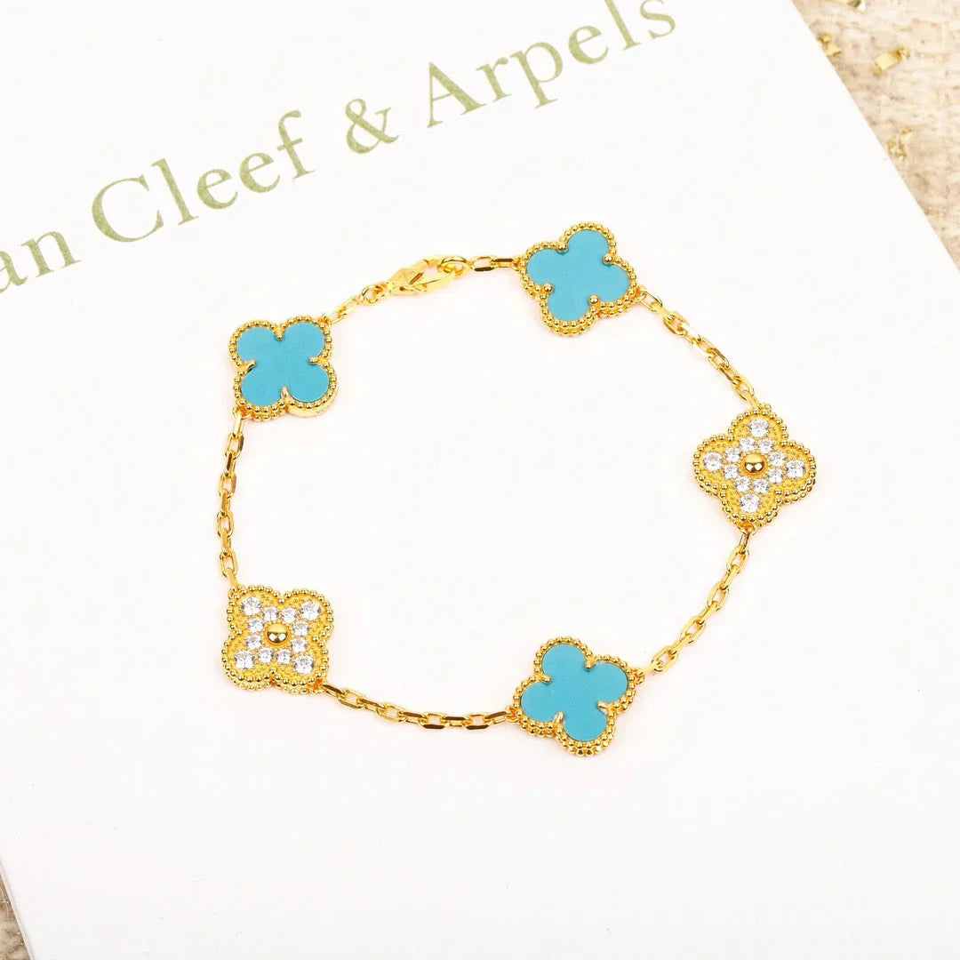 [Peak]LUCKY CLOVER 5-MOTIF BRACELET - TURQUOISE COLLECTION