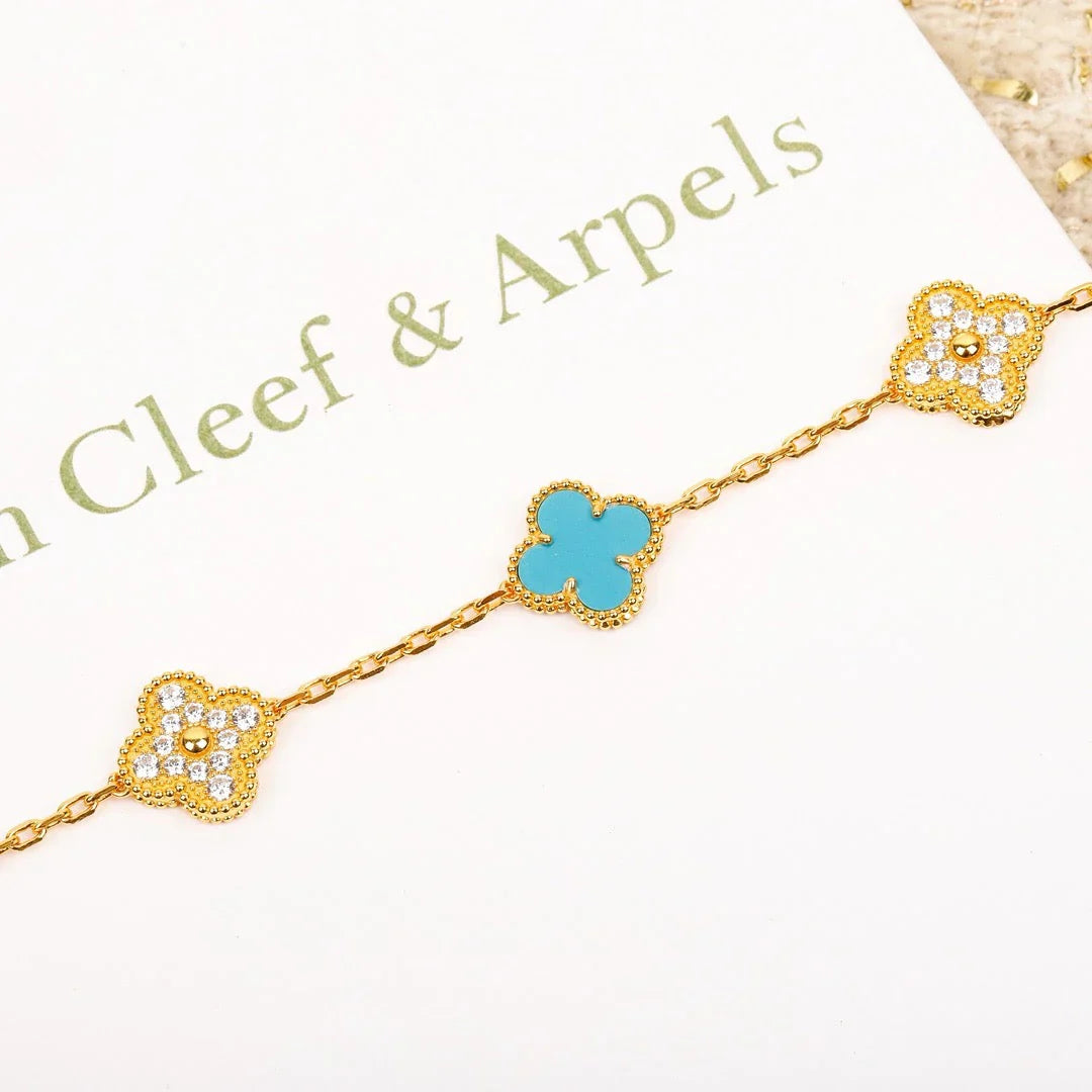 [Peak]LUCKY CLOVER 5-MOTIF BRACELET - TURQUOISE COLLECTION