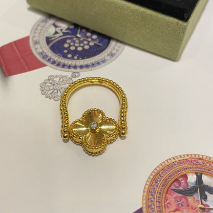 [Peak]LUCKY CLOVER GOLD REVERSIBLE RING