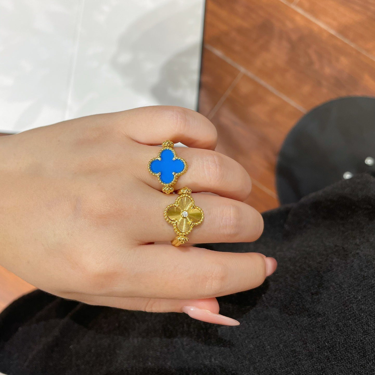 [Peak]LUCKY CLOVER GOLD REVERSIBLE RING