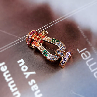 [Peak]FORCE LARGE HORSESHOE COLORED DIAMOND BRACELET - WHITE GOLD