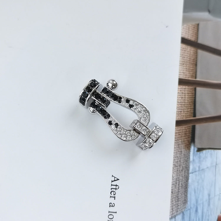 [Peak]FORCE LARGE HORSESHOE BLACK & WHITE DIAMOND BRACELET - ROSE GOLD