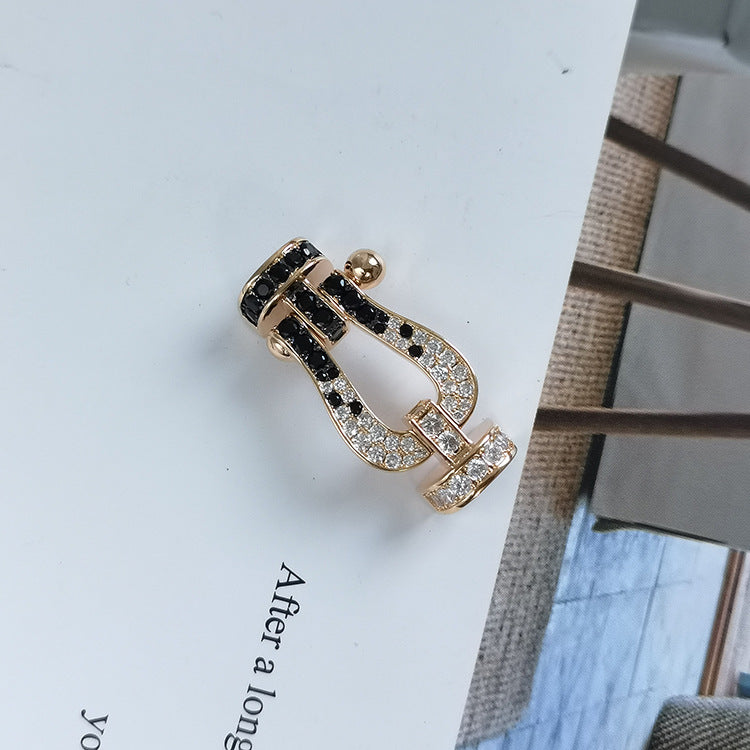 [Peak]FORCE LARGE HORSESHOE BLACK & WHITE DIAMOND BRACELET - ROSE GOLD