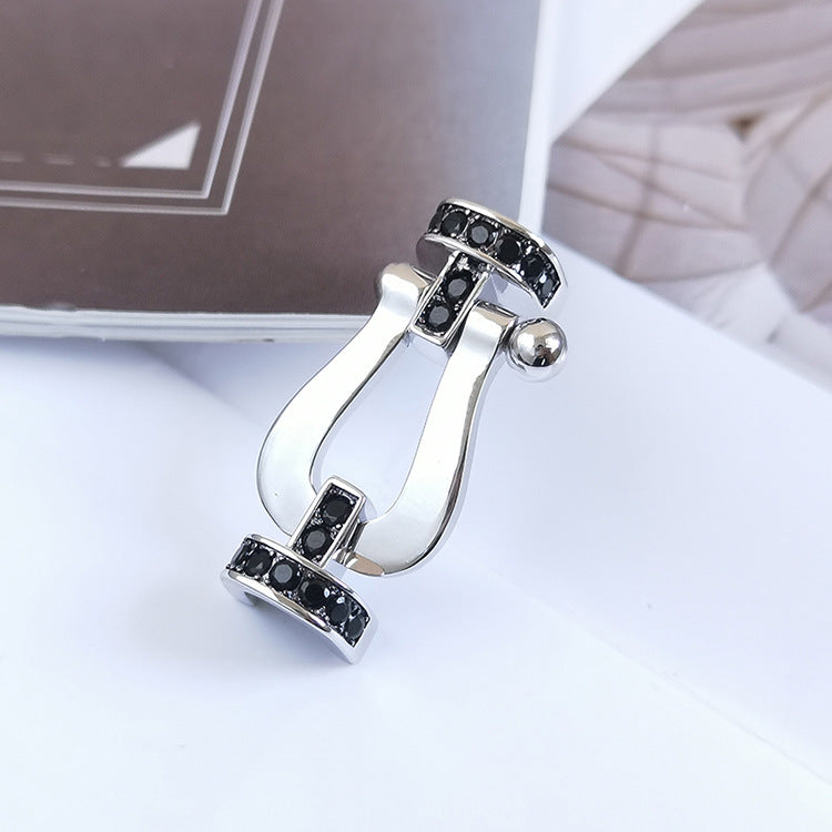 [Peak]FORCE LARGE HORSESHOE BLACK DIAMOND BRACELET - WHITE GOLD