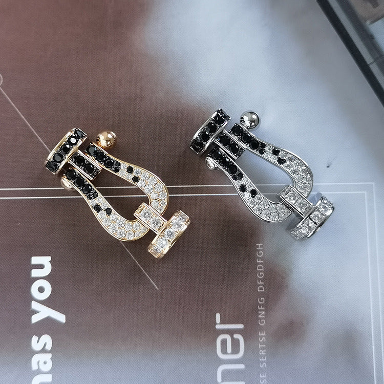 [Peak]FORCE LARGE HORSESHOE BLACK & WHITE DIAMOND BRACELET - ROSE GOLD