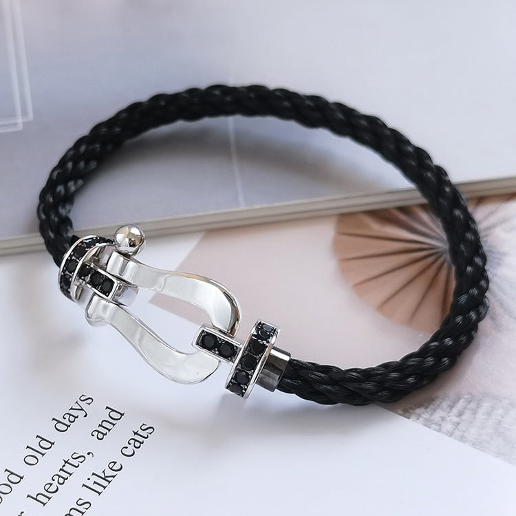 [Peak]FORCE LARGE HORSESHOE BLACK DIAMOND BRACELET - WHITE GOLD