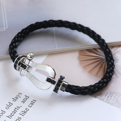 [Peak]FORCE LARGE HORSESHOE BLACK DIAMOND BRACELET - WHITE GOLD
