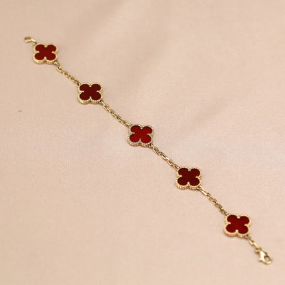 [Peak]LUCKY CLOVER 5-MOTIF BRACELET - RED CARNELIAN COLLECTION