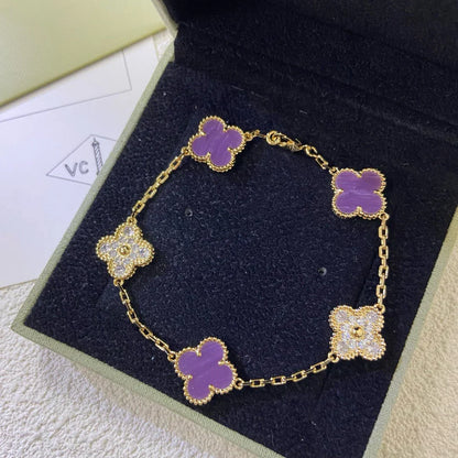 [Peak]LUCKY CLOVER 5-MOTIF BRACELET - VIOLET COLLECTION