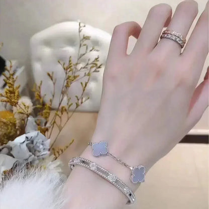 [Peak]LUCKY CLOVER 5-MOTIF BRACELET - PURPLE CHALCEDONY COLLECTION
