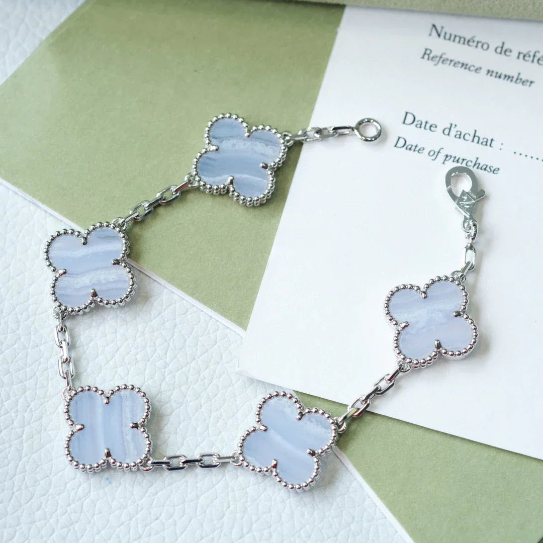 [Peak]LUCKY CLOVER 5-MOTIF BRACELET - PURPLE CHALCEDONY COLLECTION