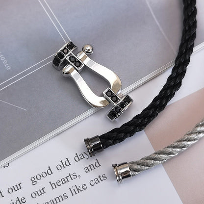 [Peak]FORCE LARGE HORSESHOE BLACK DIAMOND BRACELET - WHITE GOLD