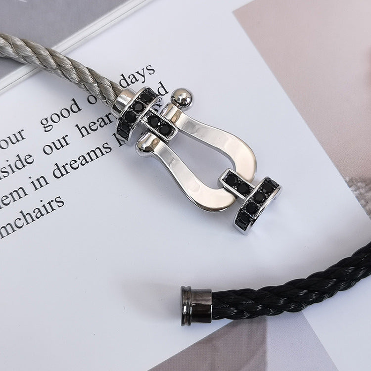 [Peak]FORCE LARGE HORSESHOE BLACK DIAMOND BRACELET - WHITE GOLD