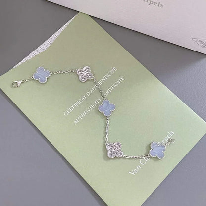 [Peak]LUCKY CLOVER 5-MOTIF BRACELET - PURPLE CHALCEDONY COLLECTION