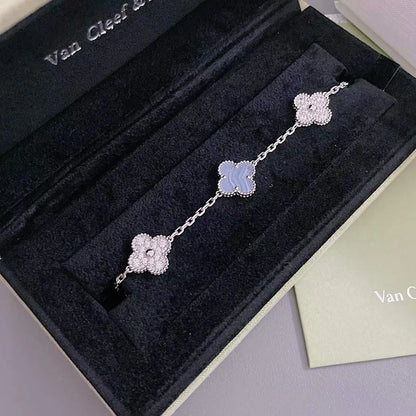 [Peak]LUCKY CLOVER 5-MOTIF BRACELET - PURPLE CHALCEDONY COLLECTION
