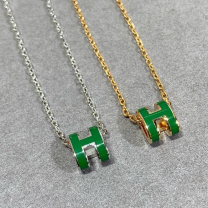 [Peak]POP H GREEN NECKLACE SILVER AND GOLD