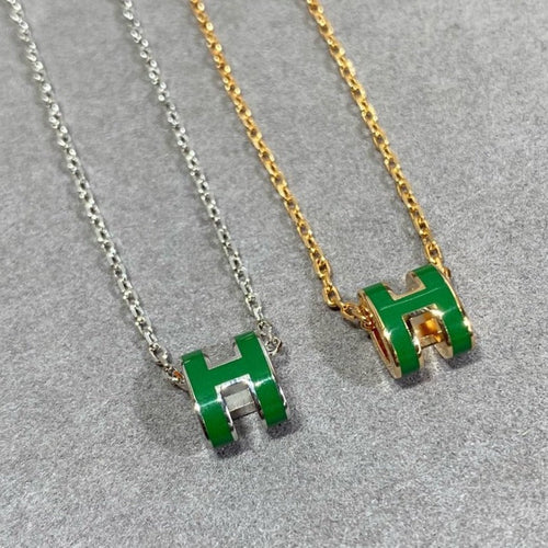 [Peak]POP H GREEN NECKLACE SILVER AND GOLD