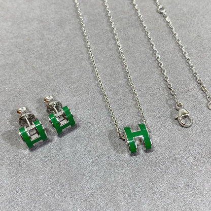 [Peak]POP H GREEN NECKLACE SILVER AND GOLD