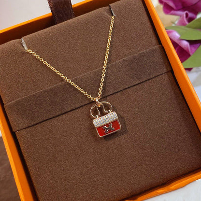 [Peak]CONSTANCE RED PEDANT ROSE GOLD NECKLACE