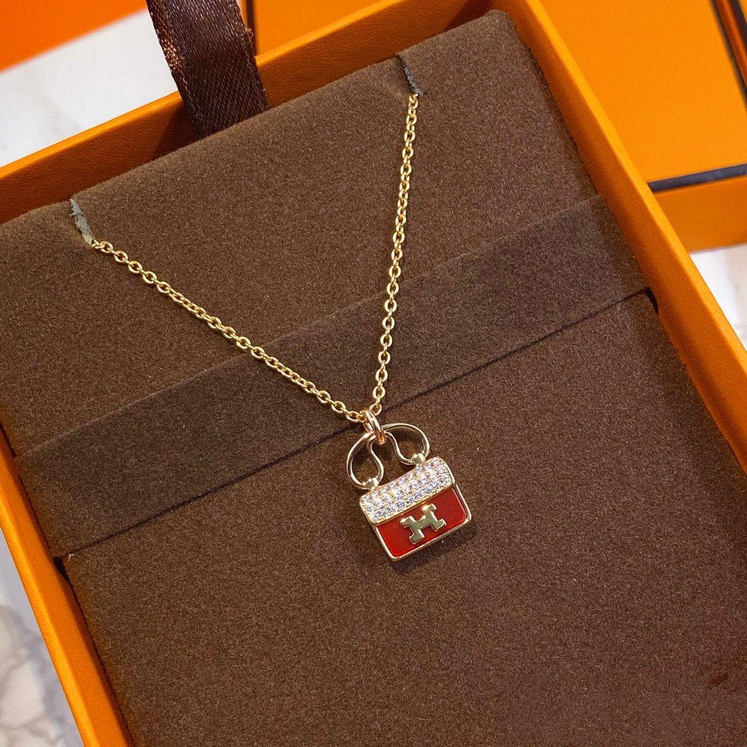 [Peak]CONSTANCE RED PEDANT ROSE GOLD NECKLACE