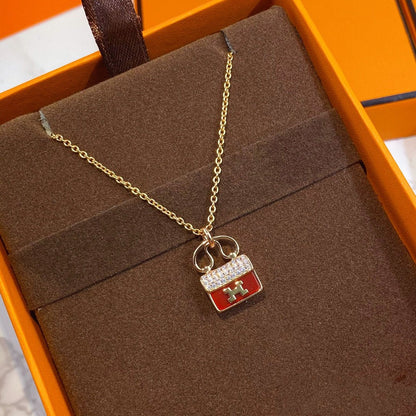 [Peak]CONSTANCE RED PEDANT ROSE GOLD NECKLACE