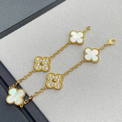 [Peak]LUCKY CLOVER 5-MOTIF BRACELET - WHITE MOTHER-OF-PEARL COLLECTION
