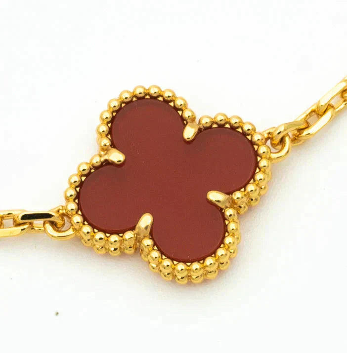 [Peak]LUCKY CLOVER 5-MOTIF BRACELET - RED CARNELIAN COLLECTION