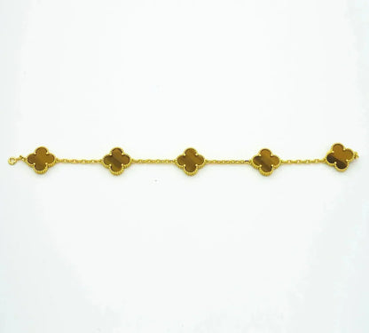 [Peak]LUCKY CLOVER 5-MOTIF BRACELET -  TIGER’S EYE COLLECTION