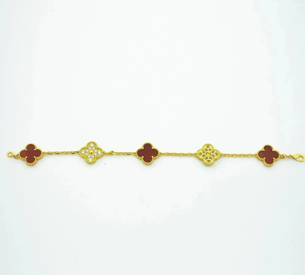 [Peak]LUCKY CLOVER 5-MOTIF BRACELET - RED CARNELIAN COLLECTION