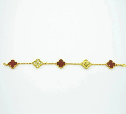 [Peak]LUCKY CLOVER 5-MOTIF BRACELET - RED CARNELIAN COLLECTION
