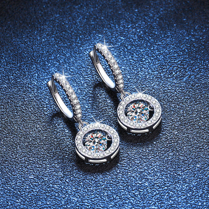 [Peak]DANCING MOISSANITE HALO DROP HOOP EARRINGS