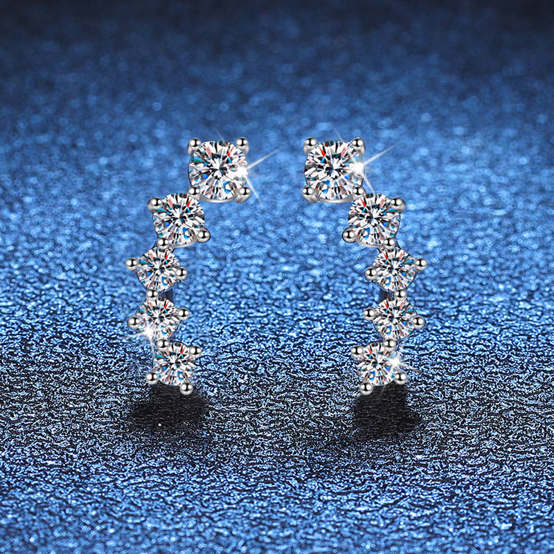 [Peak]SPARKLING SMILE ARC MOISSANITE STUD EARRINGS