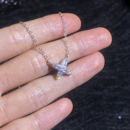[Peak]MODERN X-SHAPE PAVÉ MOISSANITE NECKLACE