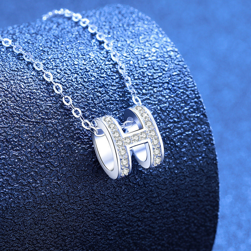[Peak]FULL-PAVE "H" MOISSANITE PENDANT NECKLACE