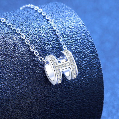 [Peak]FULL-PAVE "H" MOISSANITE PENDANT NECKLACE