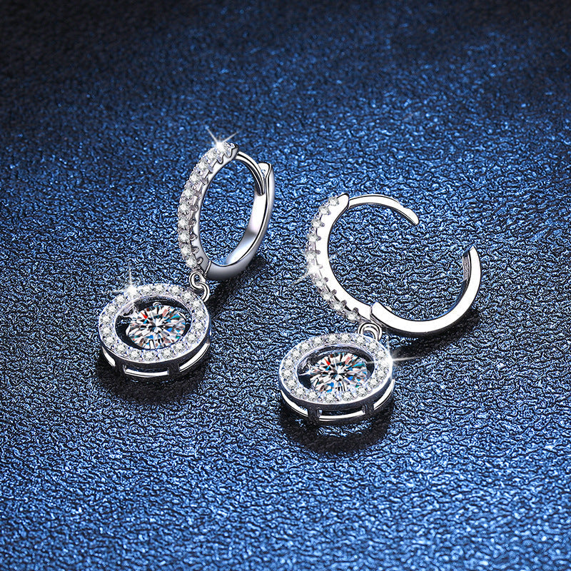 [Peak]DANCING MOISSANITE HALO DROP HOOP EARRINGS