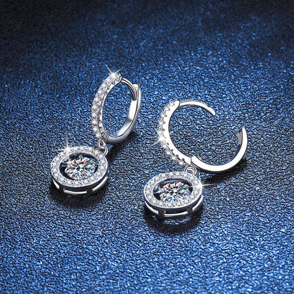 [Peak]DANCING MOISSANITE HALO DROP HOOP EARRINGS