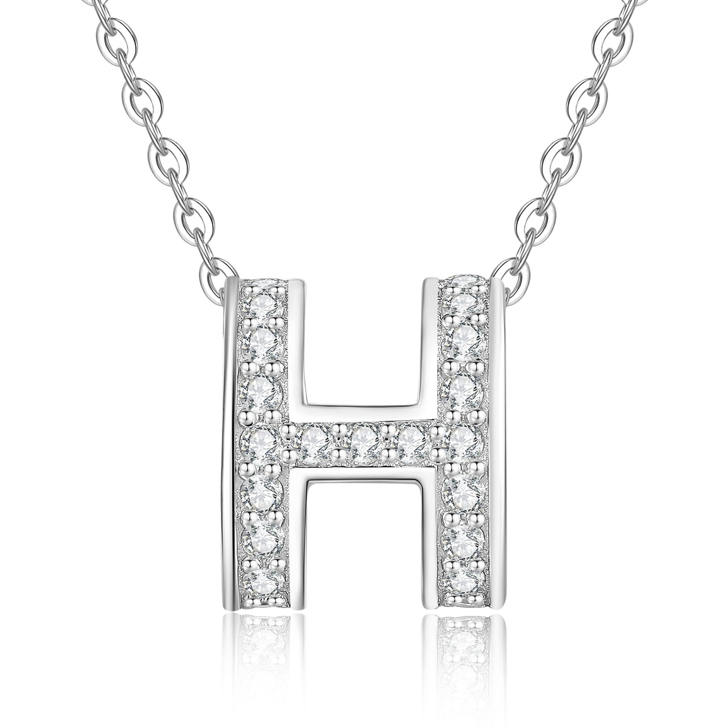 [Peak]FULL-PAVE "H" MOISSANITE PENDANT NECKLACE