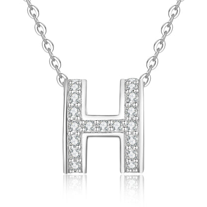 [Peak]FULL-PAVE "H" MOISSANITE PENDANT NECKLACE