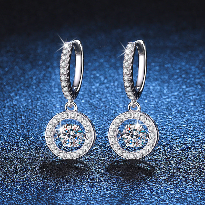 [Peak]DANCING MOISSANITE HALO DROP HOOP EARRINGS