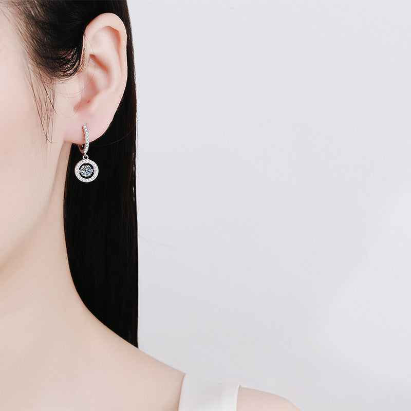 [Peak]DANCING MOISSANITE HALO DROP HOOP EARRINGS