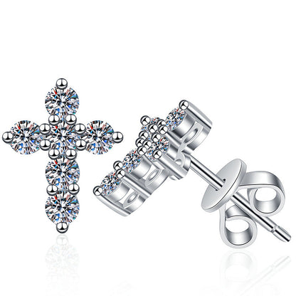 [Peak]SPARKLING CROSS MOISSANITE STUD EARRINGS