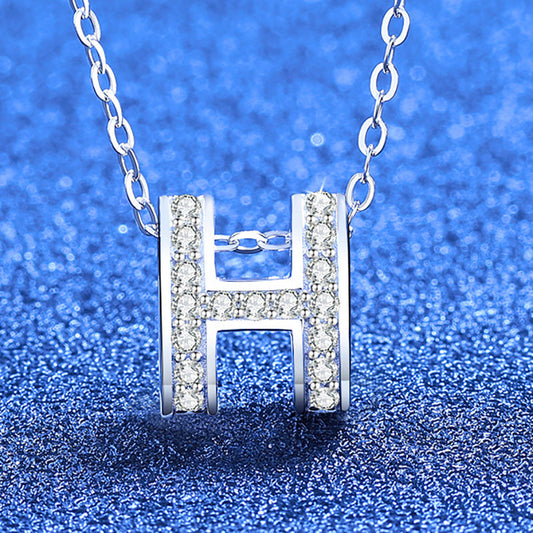 [Peak]FULL-PAVE "H" MOISSANITE PENDANT NECKLACE