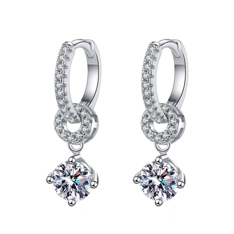 [Peak]INTERLOCKING DOUBLE RING MOISSANITE DROP EARRINGS