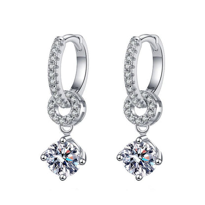 [Peak]INTERLOCKING DOUBLE RING MOISSANITE DROP EARRINGS