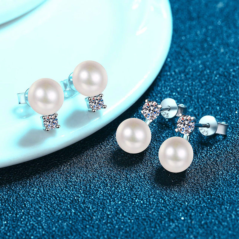 [Peak]ELEGANT NATURAL PEARL & MOISSANITE DROP EARRINGS