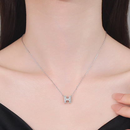 [Peak]FULL-PAVE "H" MOISSANITE PENDANT NECKLACE