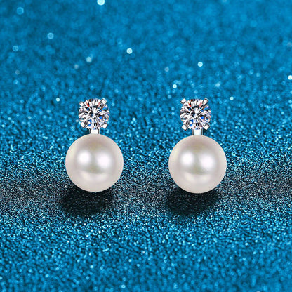 [Peak]ELEGANT NATURAL PEARL & MOISSANITE DROP EARRINGS