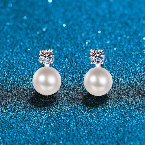[Peak]ELEGANT NATURAL PEARL & MOISSANITE DROP EARRINGS